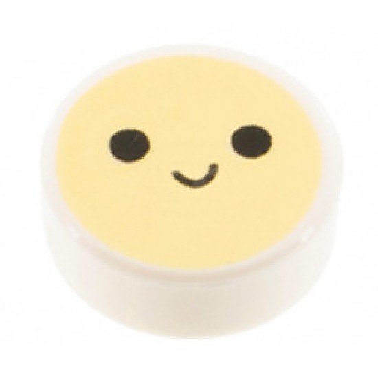 Flat Tile 1x1 Round with Happy Face White