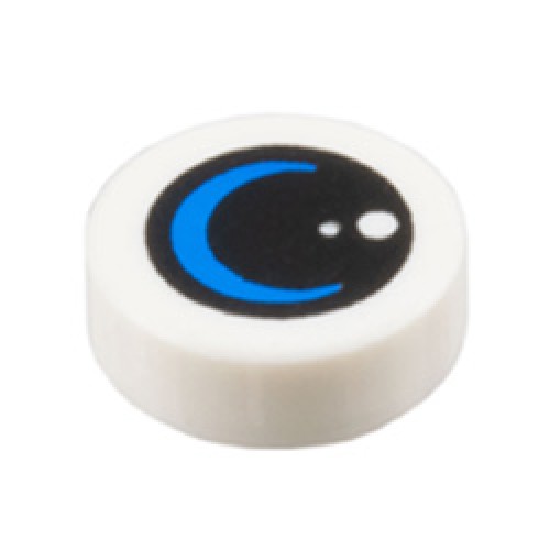 Flat Tile 1x1 Round with Eye Lens White