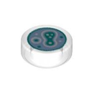 Flat Tile 1x1 Round Number 197 Transparent White