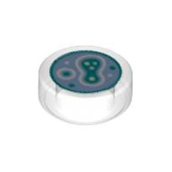 Flat Tile 1x1 Round Number 197 Transparent White