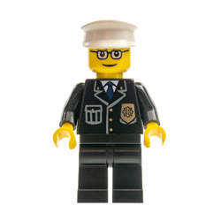 Police in Suit with Bright Blue Tie and Glasses Minifigure