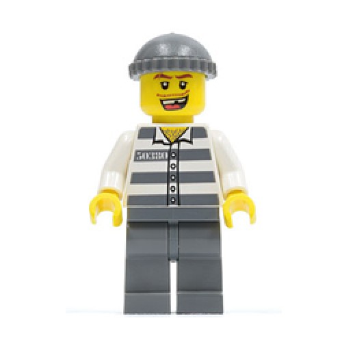 Prisoner 50380 in Prison Stripes and Dark Stone Grey Knit Cap with Missing Tooth Minifigure Prisoner 50380 in Prison Stripes and Dark Stone Grey Knit Cap with Missing Tooth Minifigure