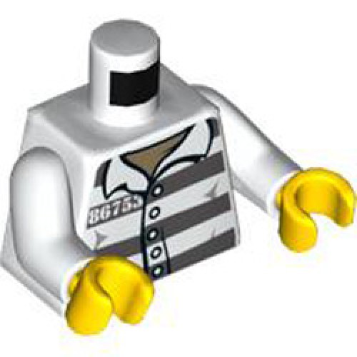 Police - Jail Prisoner 86753 Prison Stripes, Dark Red Knit Cap, Scar, and Stubble Minifigure