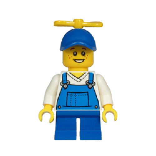 Boy with Bright Blue Overalls over V-Neck Shirt (Billy McCloud) Minifigure Boy with Bright Blue Overalls over V-Neck Shirt (Billy McCloud) Minifigure