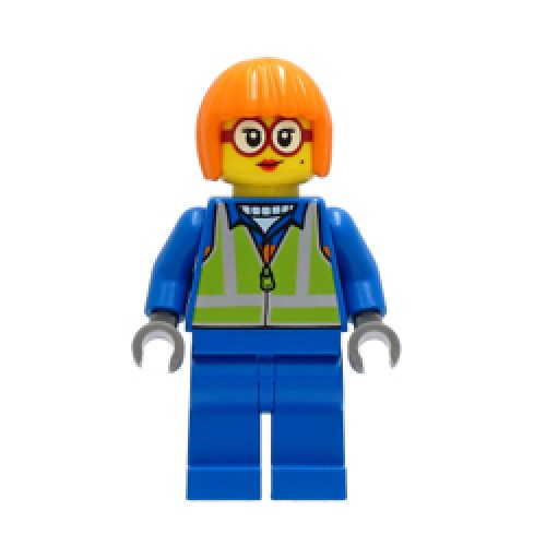 Shirley Keeper in Blue Jacket and Safety Vest Minifigure