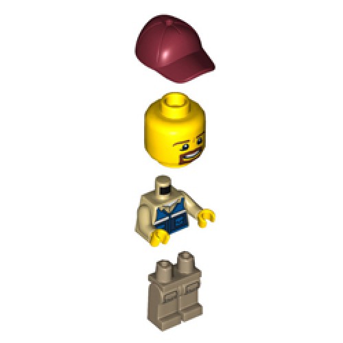 Male Wildlife Rescue Worker with Dark Red Cap Minifigure