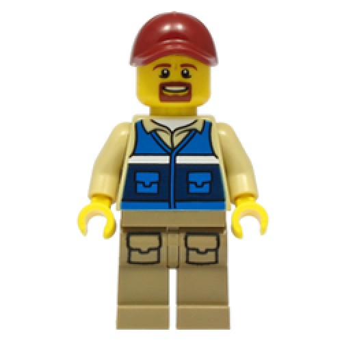 Male Wildlife Rescue Worker with Dark Red Cap Minifigure