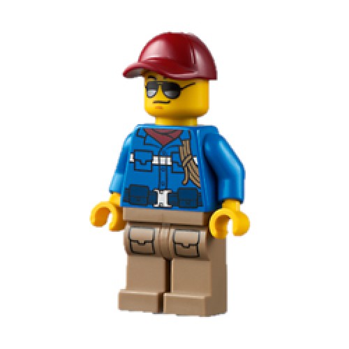 Male Wildlife Rescue Ranger with Bright Blue Shirt with RESCUE Pattern on Back Minifigure