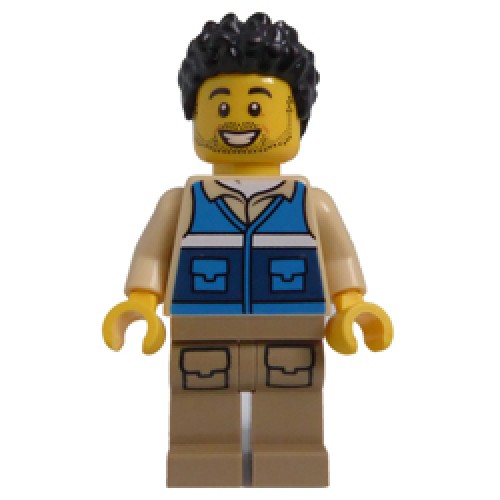 Male Wildlife Rescue Worker with 'RESCUE' Pattern Minifigure