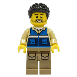 Male Wildlife Rescue Worker with 'RESCUE' Pattern Minifigure