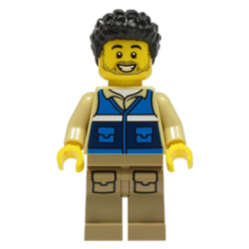 Male Wildlife Rescue Worker with 'RESCUE' Pattern Minifigure