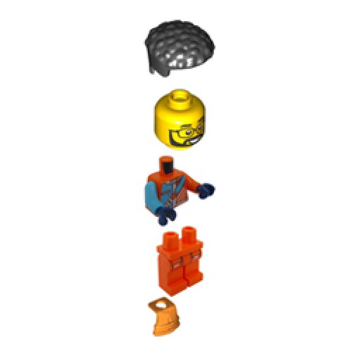 Male Arctic Explorer with Bright Orange Life Jacket Minifigure