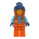 Female Arctic Explorer with Orange Jacket and Dark Orange Braids Minifigure