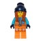 Female Arctic Explorer with Orange Jacket and Dark Orange Braids Minifigure