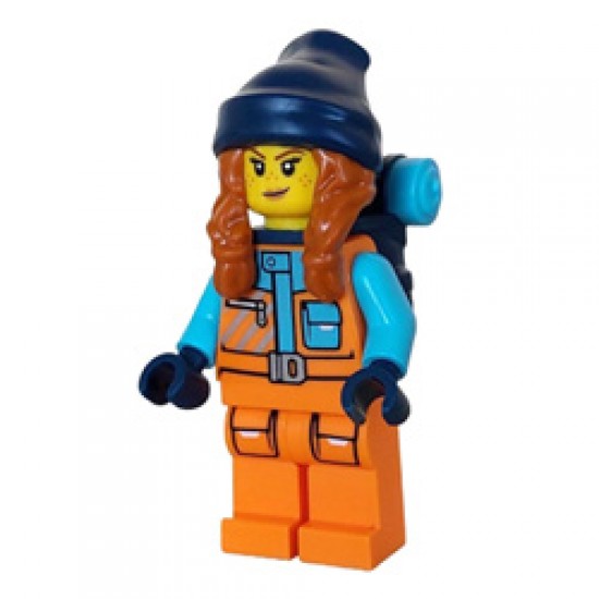 Arctic Explorer - Female, bright Orange Jacket with Backpack Minifigure