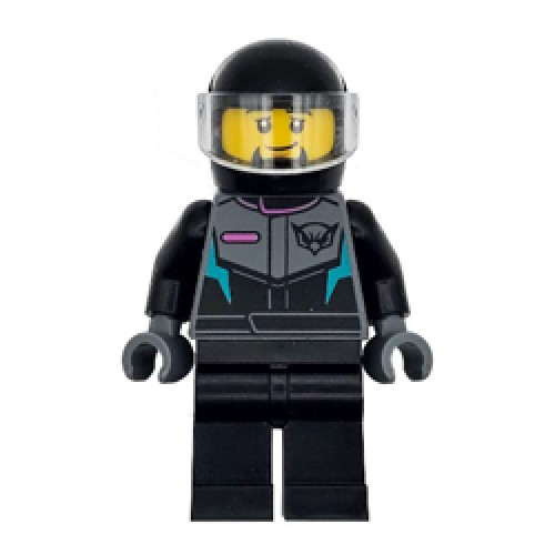 Male Race Car Driver with Racing Suit with Hawk Head Logo Minifigure