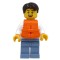 Male Sailboat Driver with White Sweater with Red Horizontal Stripes and Life Jacket Minifigure Male Sailboat Driver with White Sweater with Red Horizontal Stripes and Life Jacket Minifigure