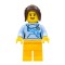 Female with Long Dark Brown Hair and Light Royal Blue Hoodie Minifigure