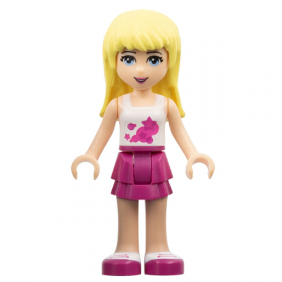 Friends Stephanie - Magenta Layered Skirt, White Halter Top with Circles and Stars Minifigure