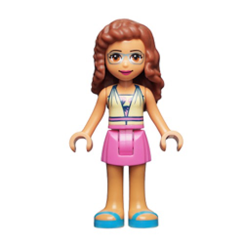 Olivia with Bright Purple Skirt and Halter Top with Strawberries Minifigure
