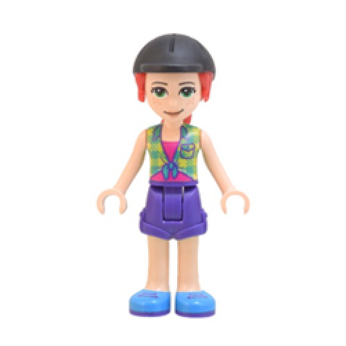 Mia with Bright Yellowish Green Plaid Shirt and Bright Purple Shorts Minifigure