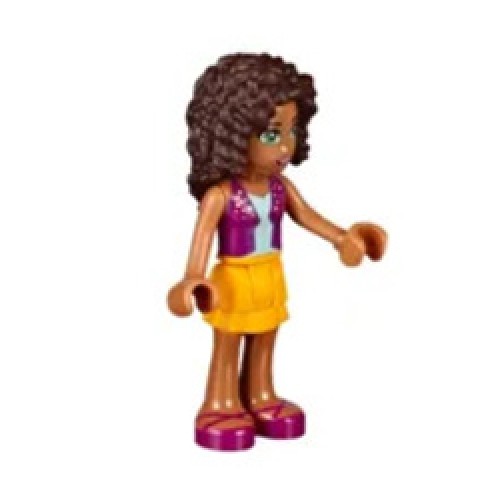 Friends Andrea with Flame Yellowish Orange Layered Skirt and Bright Reddish Violet Vest Top Minifigure