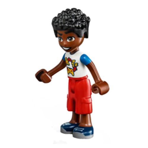 Zac with White and Blue Shirt with Pizza and Game Controller Design Minifigure