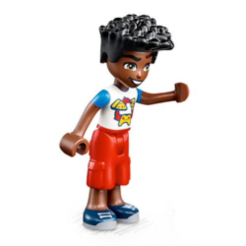 Zac with White and Blue Shirt with Pizza and Game Controller Design Minifigure