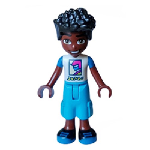 Friends Zac with White and Blue Shirt with Racer and Dark Azur Cropped Trousers Minifigure