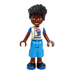 Friends Zac with White and Blue Shirt with Racer and Dark Azur Cropped Trousers Minifigure