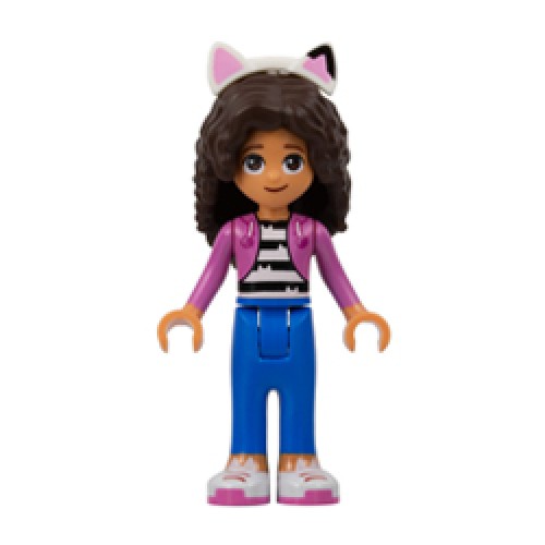 Gabby with Bright Purple Jacket over Black and White Striped Shirt Minifigure