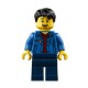 Man with Bright Blue Jacket and Dark Red Shirt Minifigure