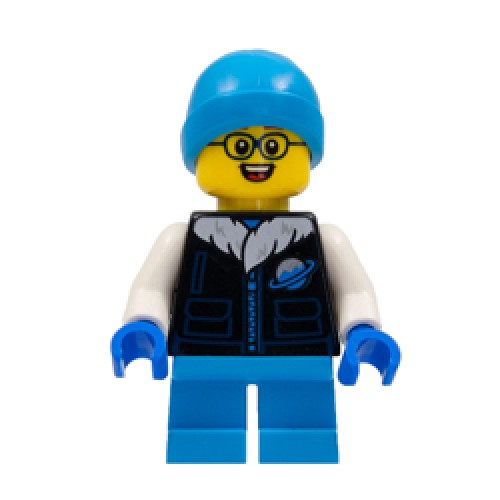 Boy with Black Ice Planet Coat and Dark Azur Beanie Minifigure