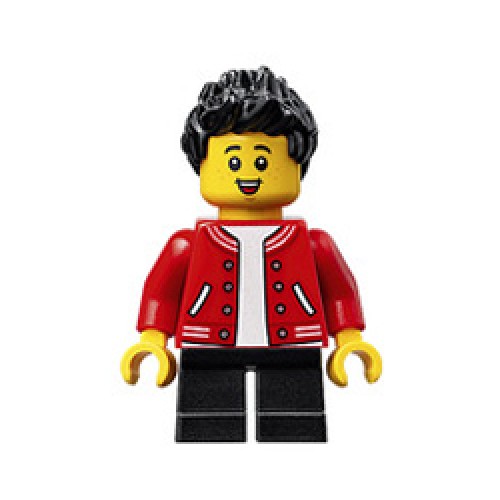 Buy in Red Letterman Jacket and Black Spiked Hair Minifigure