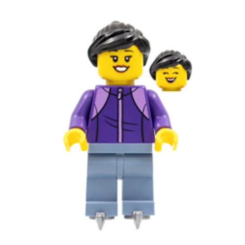 Woman in Medium Lilac Jacket and Ice Skates Minifigure