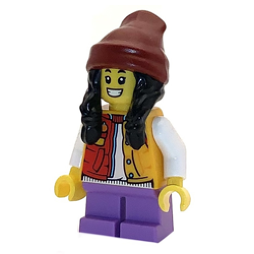 Child Girl with Red and Flame Yellowish Orange Jacket Minifigure
