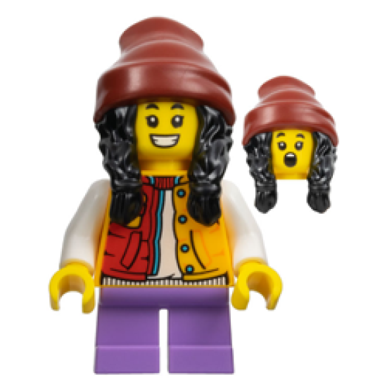 Child Girl with Red and Flame Yellowish Orange Jacket Minifigure