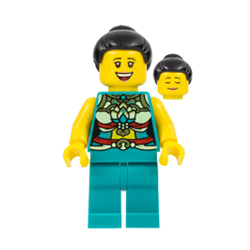 Female Musician with Ornate Bright Bluish Green Costume Minifigure