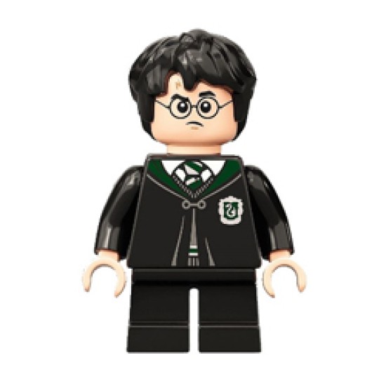 Harry Potter with Black Slytherin Robe (Gregory Goyle Transformation) Minifigure