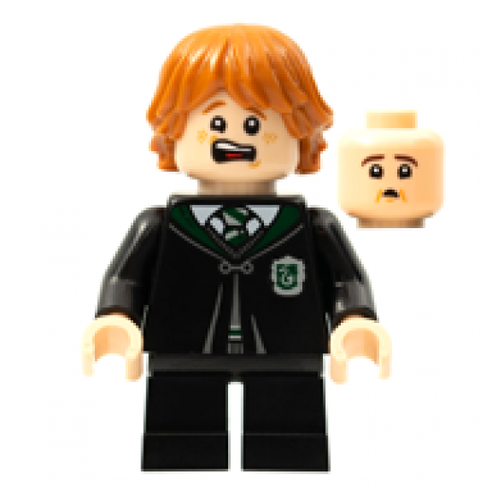 Ron Weasley - Black Slytherin Robe and Short Legs (Vincent Crabbe Transformation) Minifigure